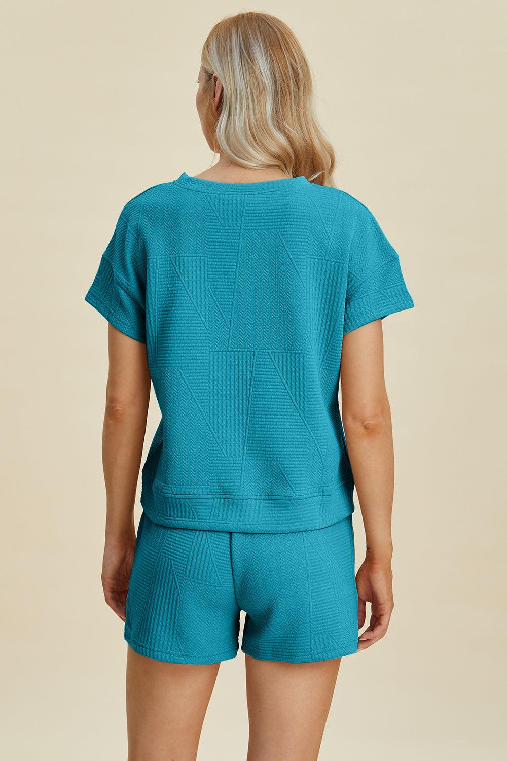 Double Take Full Size Texture Short Sleeve Top and Shorts Set Tops/Jackets/Sweaters Clothing Tops Double Take Outlets 2.20-3.30 Ship from USA TikTok Trendsi USPS Walmart Trendsi https://www.cyberehub.com