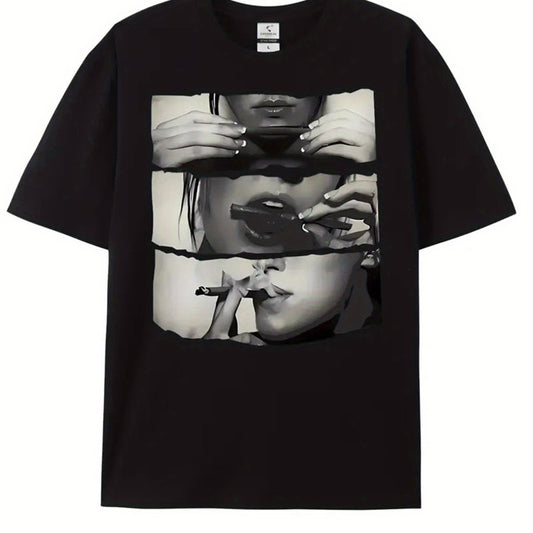 Extra Large Men's Letter Pattern Printed T-shirt - Soft Round Neck, Comfortable Fit, Slightly Elastic Knitted Fabric, Casual Summer T-shirt Apparel/Shirt/Graphic Shirt SNULLO https://www.cyberehub.com