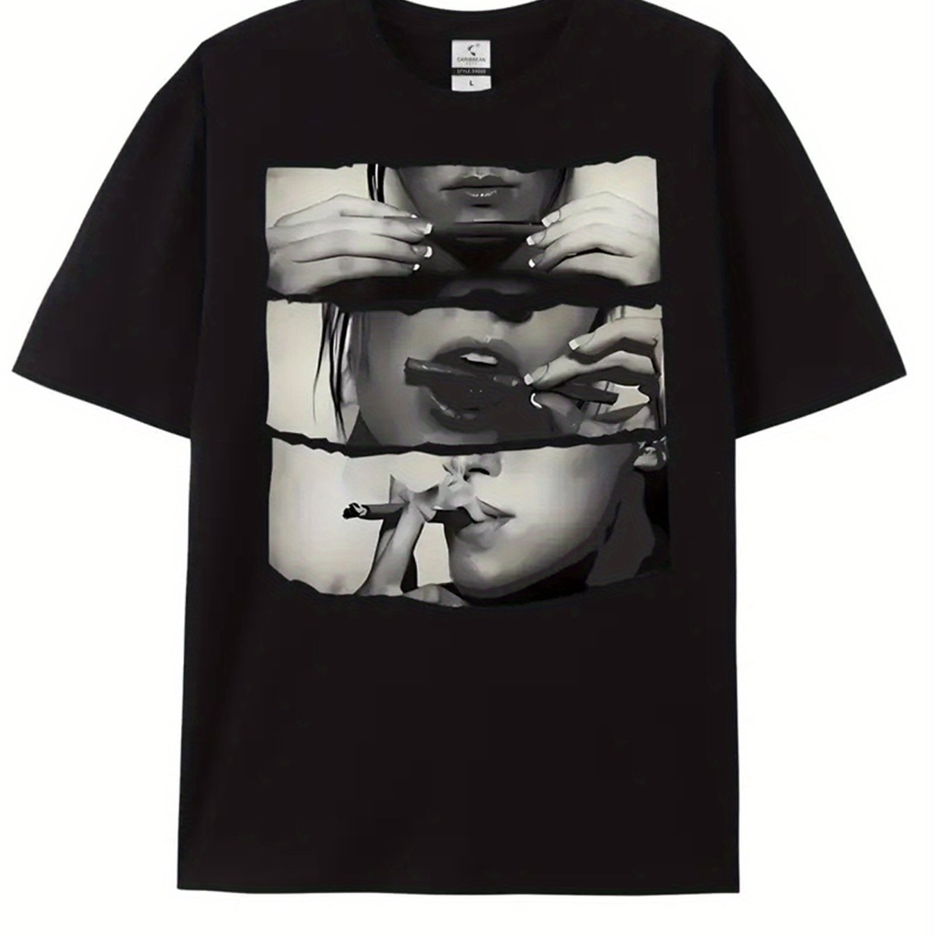 Extra Large Men's Letter Pattern Printed T-shirt - Soft Round Neck, Comfortable Fit, Slightly Elastic Knitted Fabric, Casual Summer T-shirt Black Apparel/Shirt/Graphic Shirt SNULLO https://www.cyberehub.com