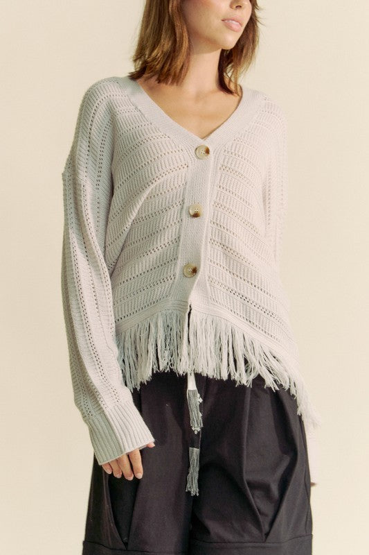Davi & Dani Fringe V-Neck Button Up Long Sleeve Cardigan Apparel Davi & Dani Featured Ship from USA Tiktok Trendsi USA USPS Walmart Trendsi https://www.cyberehub.com