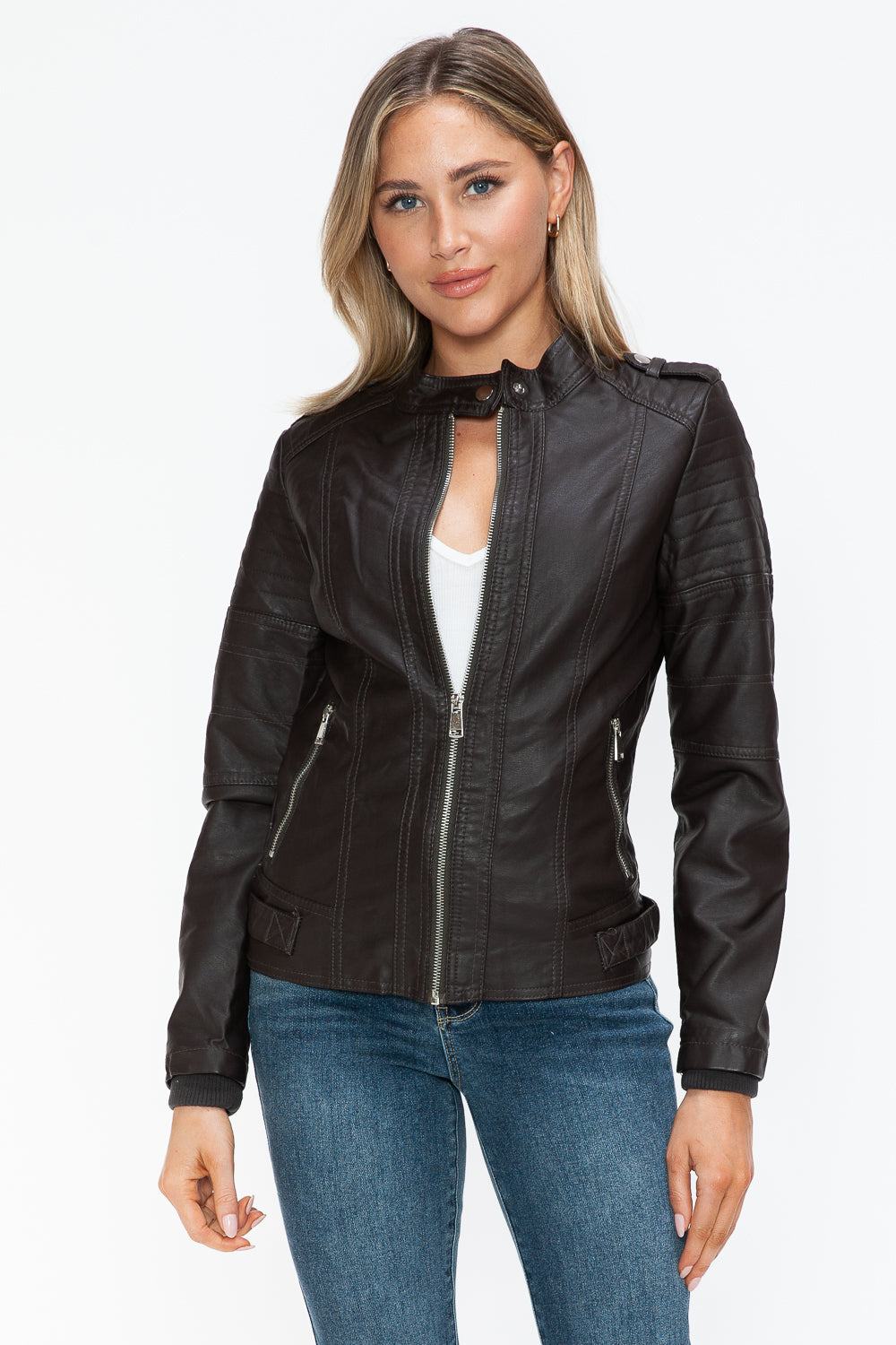 Snobbish PU Leather Biker Jacket with Side Zip Pockets Tops/Jackets/Sweaters Clothing Tops Ship from USA Snobbish TikTok Trendsi USPS Walmart Trendsi https://www.cyberehub.com