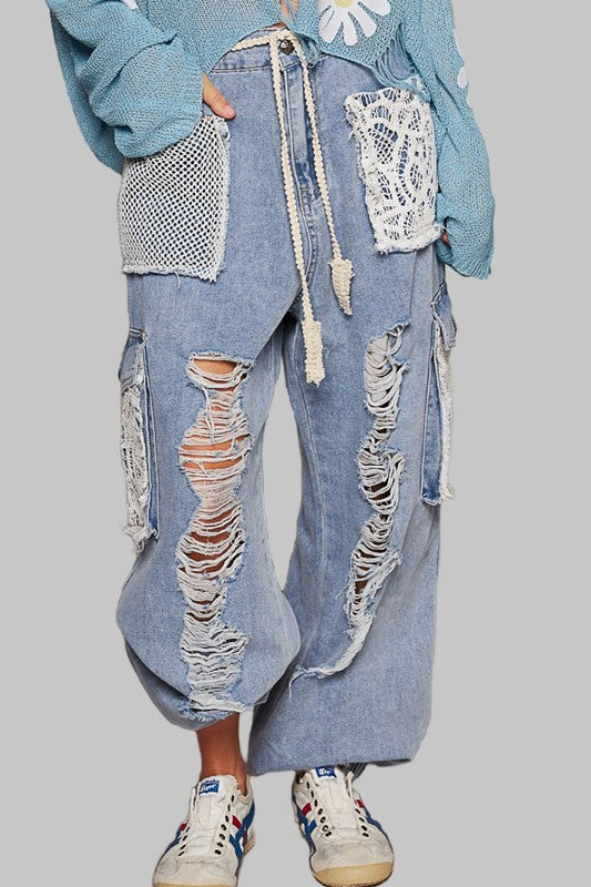 POL Crochet Patch Distressed Washed Jeans Apparel Apparel POL Ship from USA TikTok Trendsi Trendsi https://www.cyberehub.com
