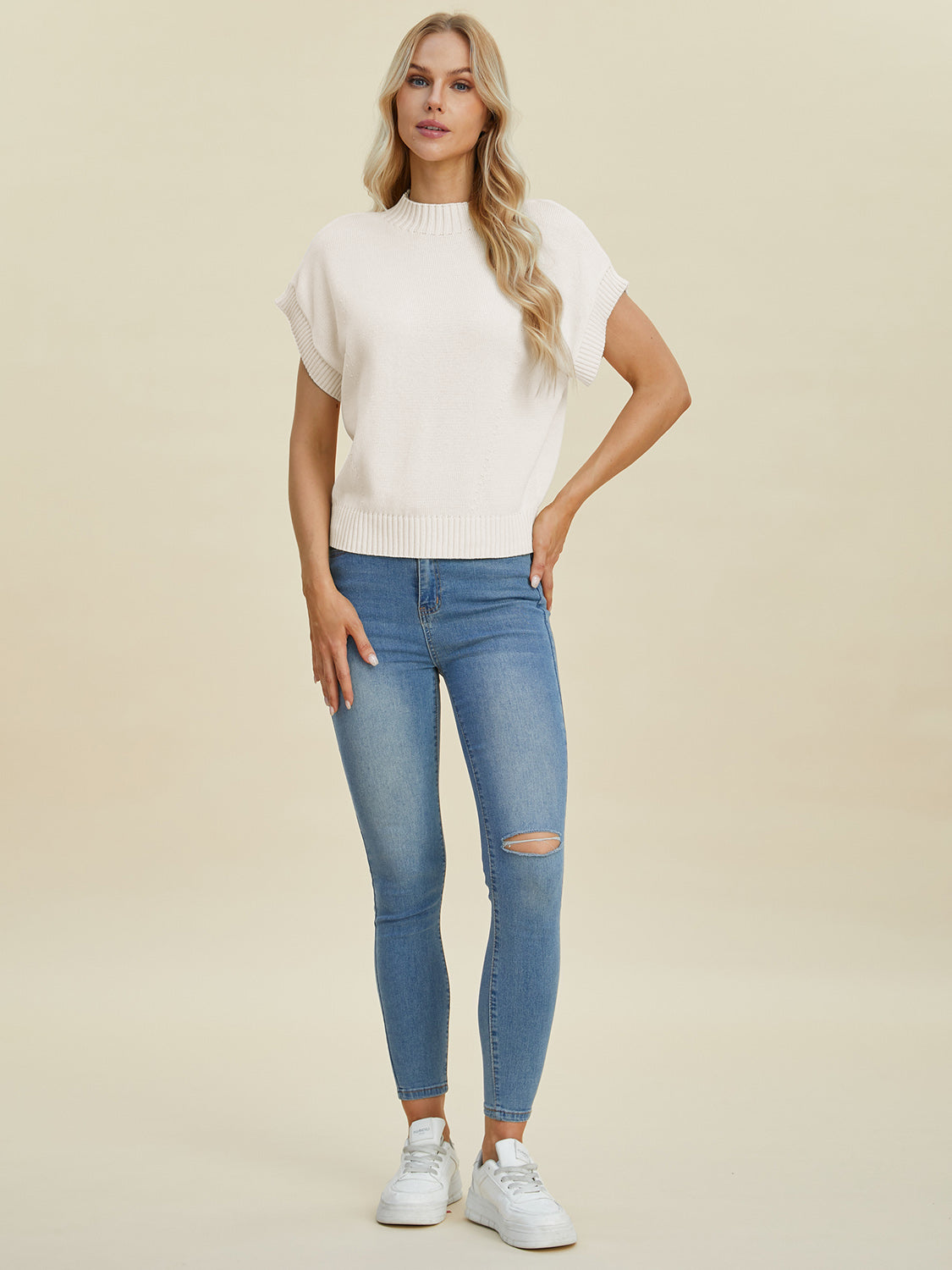 Double Take Full Size Mock Neck Short Sleeve Sweater Shirt Apparel Clothing Tops Double Take Ship from USA Shirts USA Women Trendsi https://www.cyberehub.com