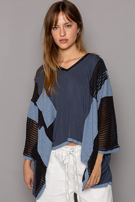 POL High-Low Contrast V-Neck Top Dark Navy Apparel Apparel POL Ship from USA TikTok Trendsi Trendsi https://www.cyberehub.com