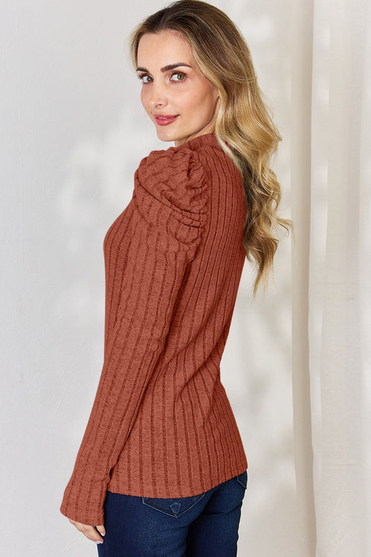 Basic Bae Full Size Ribbed Mock Neck Puff Sleeve T-Shirt Apparel/Tops Basic Bae Ship from USA TikTok Tops Trendsi USPS Walmart Walmart Apparel Trendsi https://www.cyberehub.com