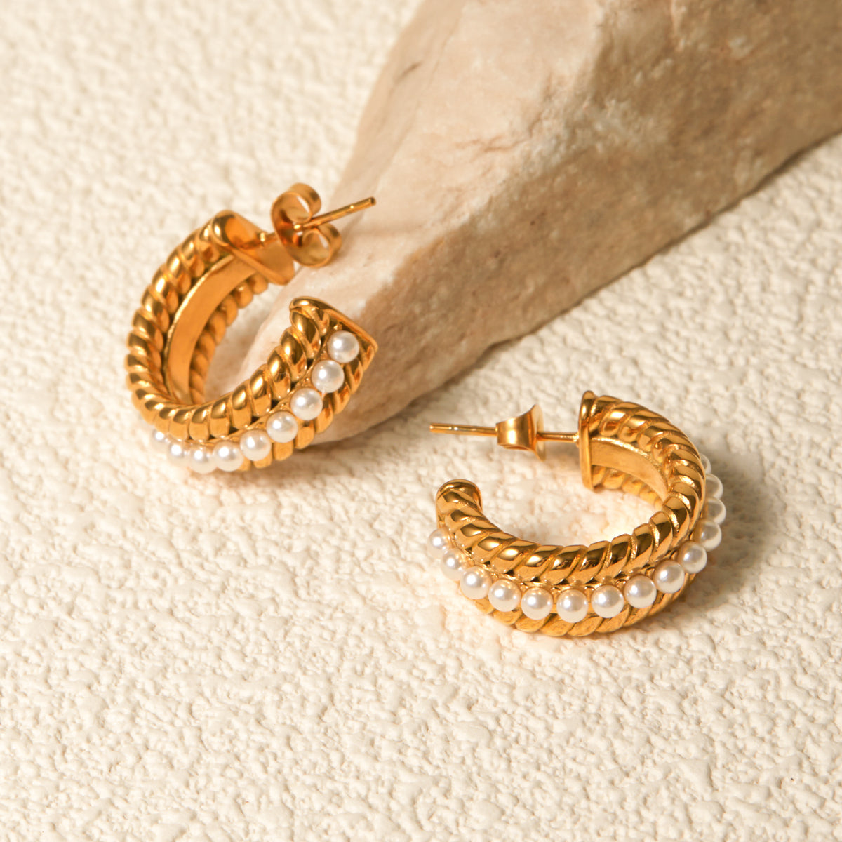 Stainless Steel Pearl C-Hoop Earrings Jack&Din Jewelry Ship from USA TikTok USA Trendsi https://www.cyberehub.com