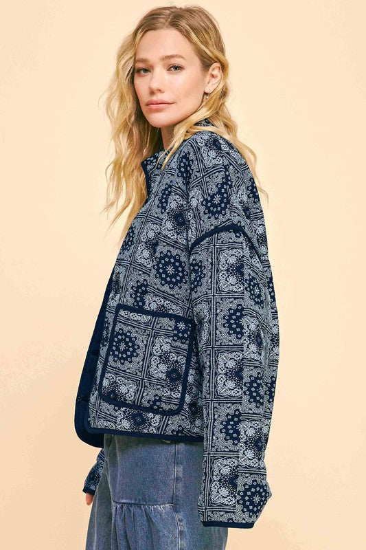 Davi & Dani Vintage Print Open Front Jacket with Pockets Apparel Apparel Davi & Dani Ship from USA TikTok Trendsi Trendsi https://www.cyberehub.com