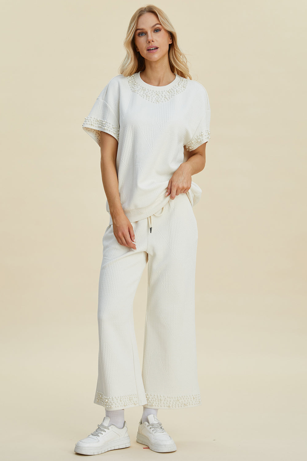 Double Take Full Size Pearl Detail Round Neck Top and Pants Set Tops/Jackets/Sweaters Clothing Tops Double Take Ship from USA TikTok Trendsi USPS Walmart Trendsi https://www.cyberehub.com