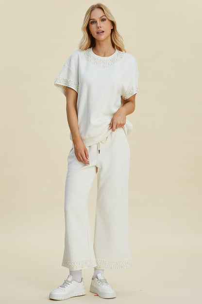 Double Take Full Size Pearl Detail Round Neck Top and Pants Set Tops/Jackets/Sweaters Clothing Tops Double Take Ship from USA TikTok Trendsi USPS Walmart Trendsi https://www.cyberehub.com