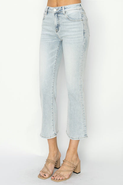 RISEN Full Size Mid Rise Cropped Flare Jeans Bottoms Bottoms Clothing RISEN Ship from USA Women Trendsi https://www.cyberehub.com