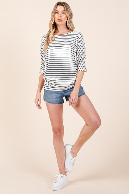 BOMBOM Striped Boat Neck Dolman Sleeve Top Tops/Jackets/Sweaters BOMBOM Clothing Tops Ship from USA TikTok Trendsi USPS Walmart Trendsi https://www.cyberehub.com