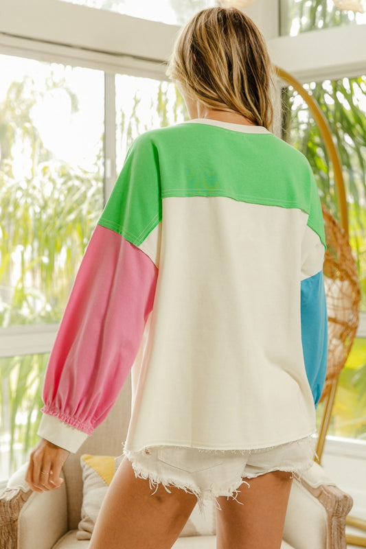 BiBi Color Block Patched Long Sleeve Top Tops/Jackets/Sweaters BiBi Clothing Tops Ship from USA TikTok Trendsi USPS Walmart Trendsi https://www.cyberehub.com