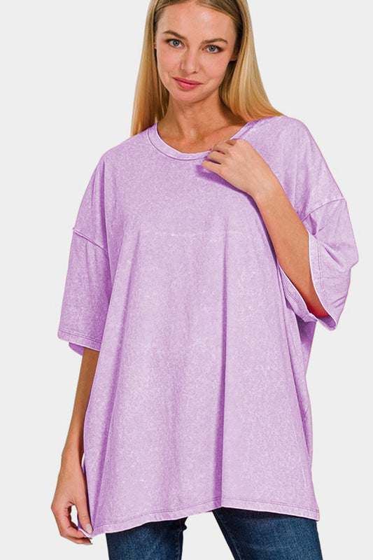 Zenana Full Size Washed Round Neck Drop Shoulder Oversized T-Shirt Pink Purple Apparel/Tops Out of stock Ship from USA TikTok Tops Trendsi USPS Walmart Walmart Apparel Zenana Trendsi https://www.cyberehub.com