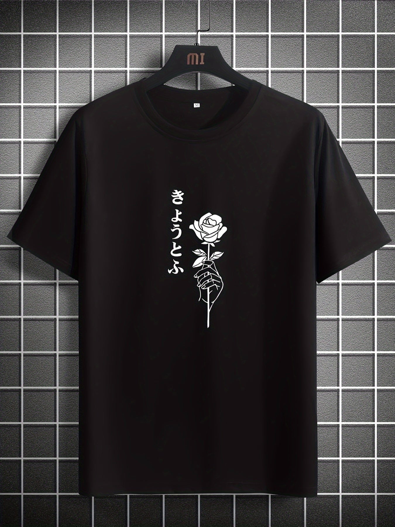 Rose Pattern T-shirt, Summer Men's Casual Street Style Elastic Round Neck T-shirt Apparel/Shirt/Graphic Shirt SNULLO https://www.cyberehub.com