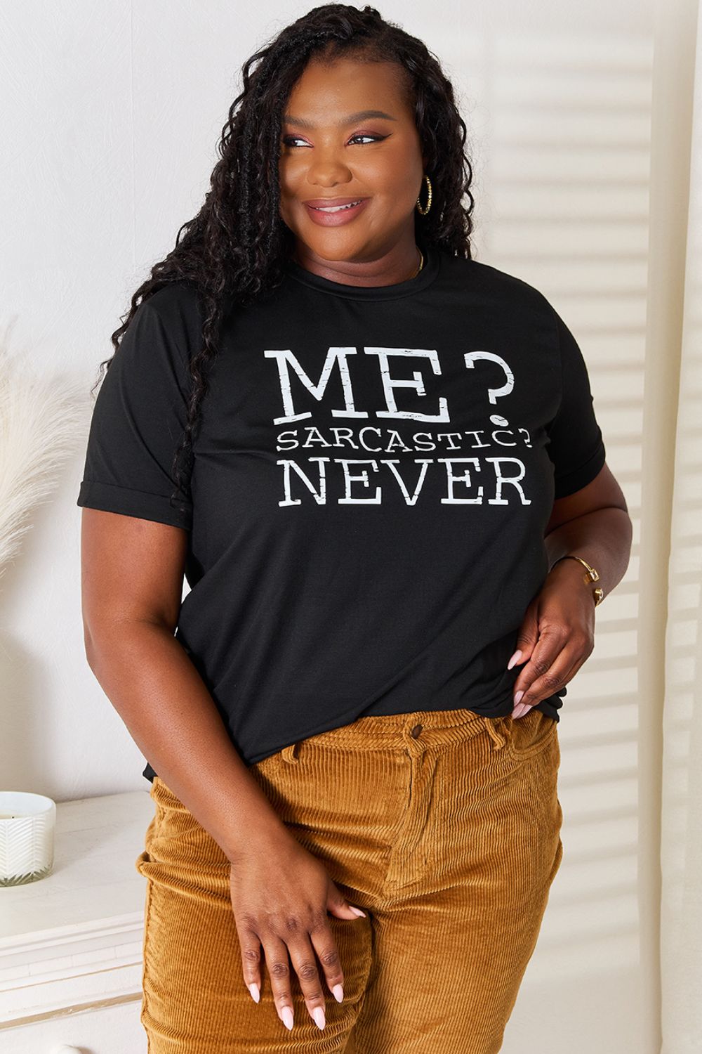 Simply Love Letter Graphic Round Neck T-Shirt Apparel/Tops Doorbusters Ship from USA Simply Love TikTok Tops Trendsi USPS Walmart Walmart Apparel Trendsi https://www.cyberehub.com
