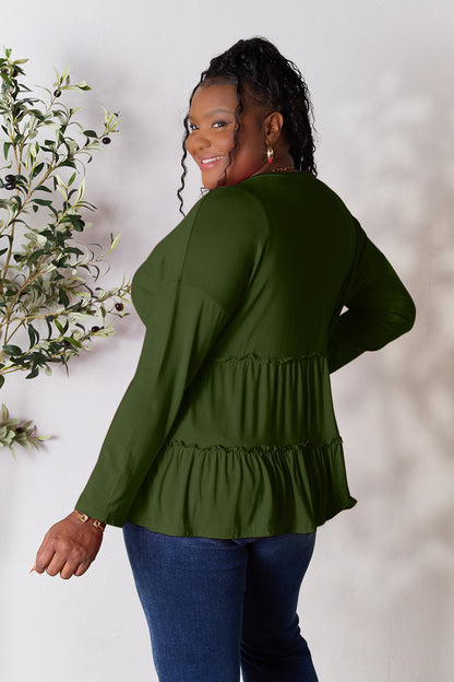 Double Take Half Button Long Sleeve Ruffle Hem Blouse Apparel/Tops Double Take Ship from USA TikTok Tops Trendsi USPS Walmart Walmart Apparel Trendsi https://www.cyberehub.com