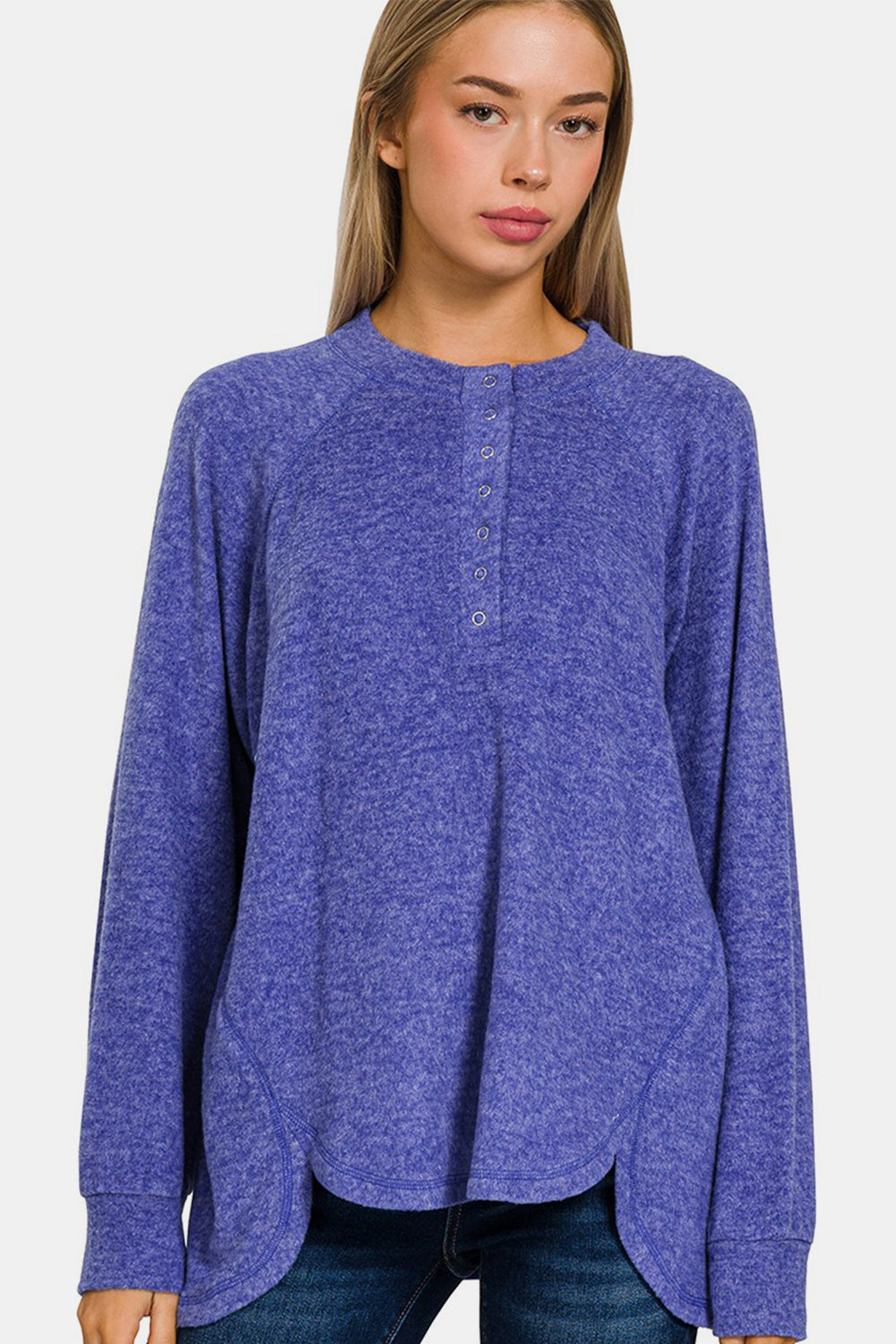 Zenana Full Size Brushed Melange Hacci High-Low Sweater Bright Blue Tops/Jackets/Sweaters Clothing Tops Ship from USA TikTok Trendsi USPS Walmart Zenana Trendsi https://www.cyberehub.com