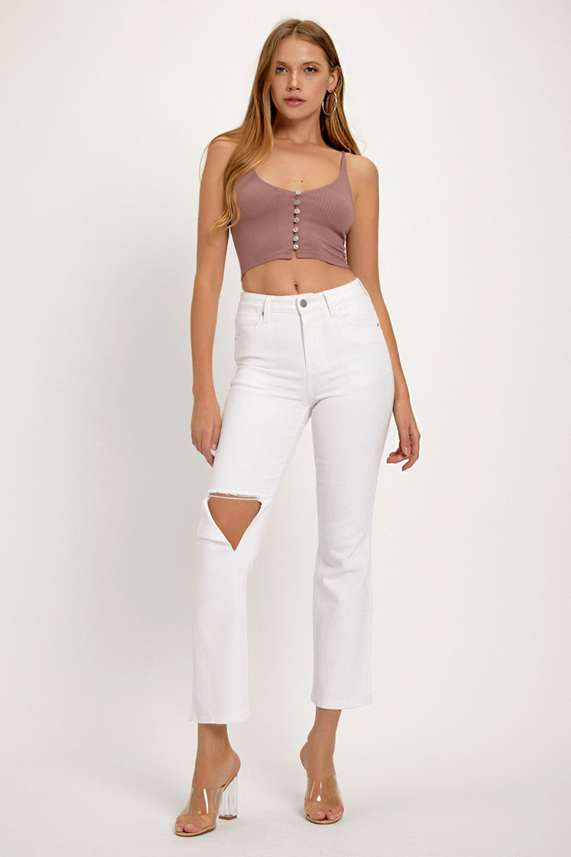 RISEN Full Size Distressed Cropped Straight Jeans Bottoms Bottoms Clothing RISEN Ship from USA Women Trendsi https://www.cyberehub.com