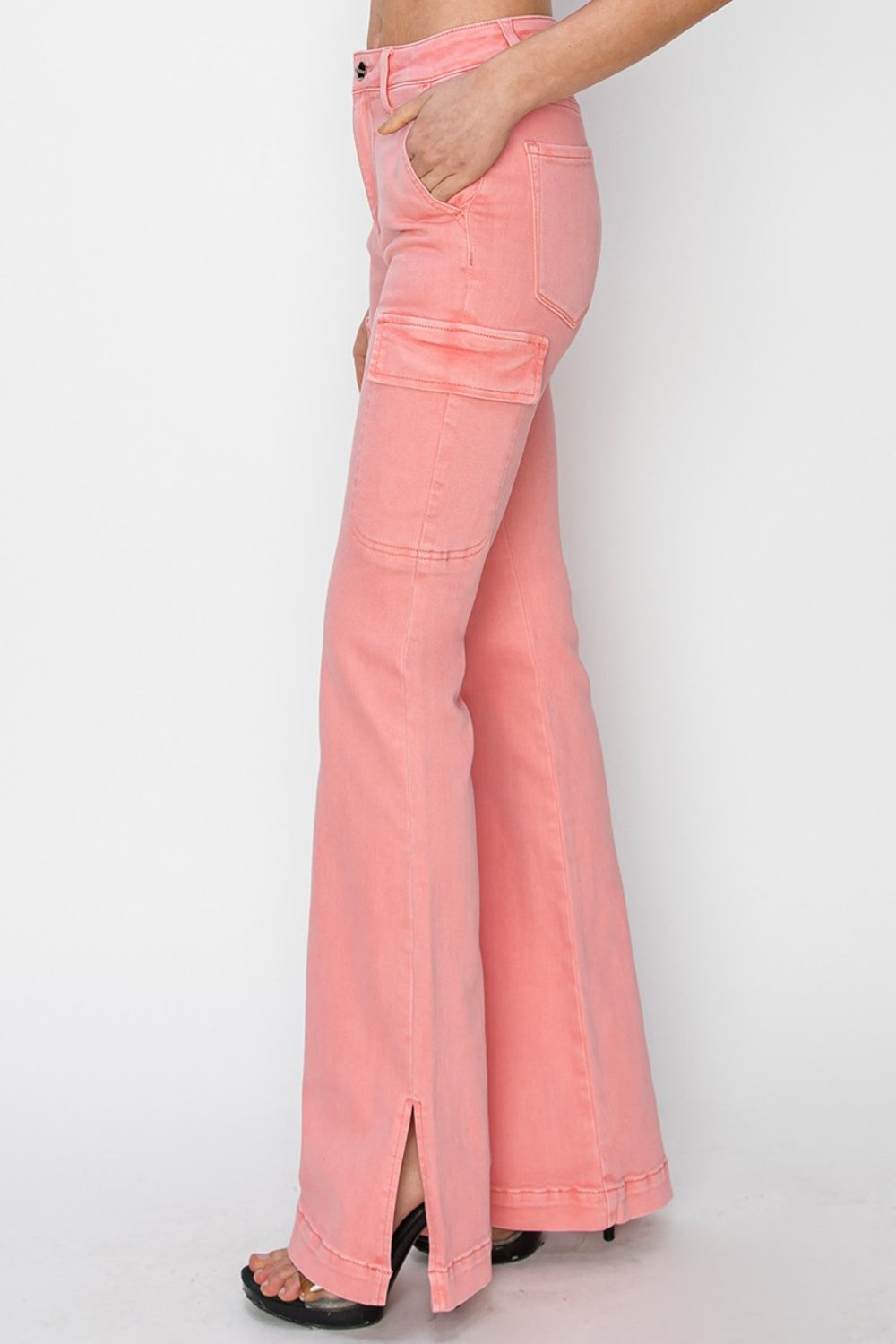 RISEN Full Size High Rise Side Slit Cargo Bootcut Jeans Bottoms Bottoms Clothing RISEN Ship from USA Women Trendsi https://www.cyberehub.com