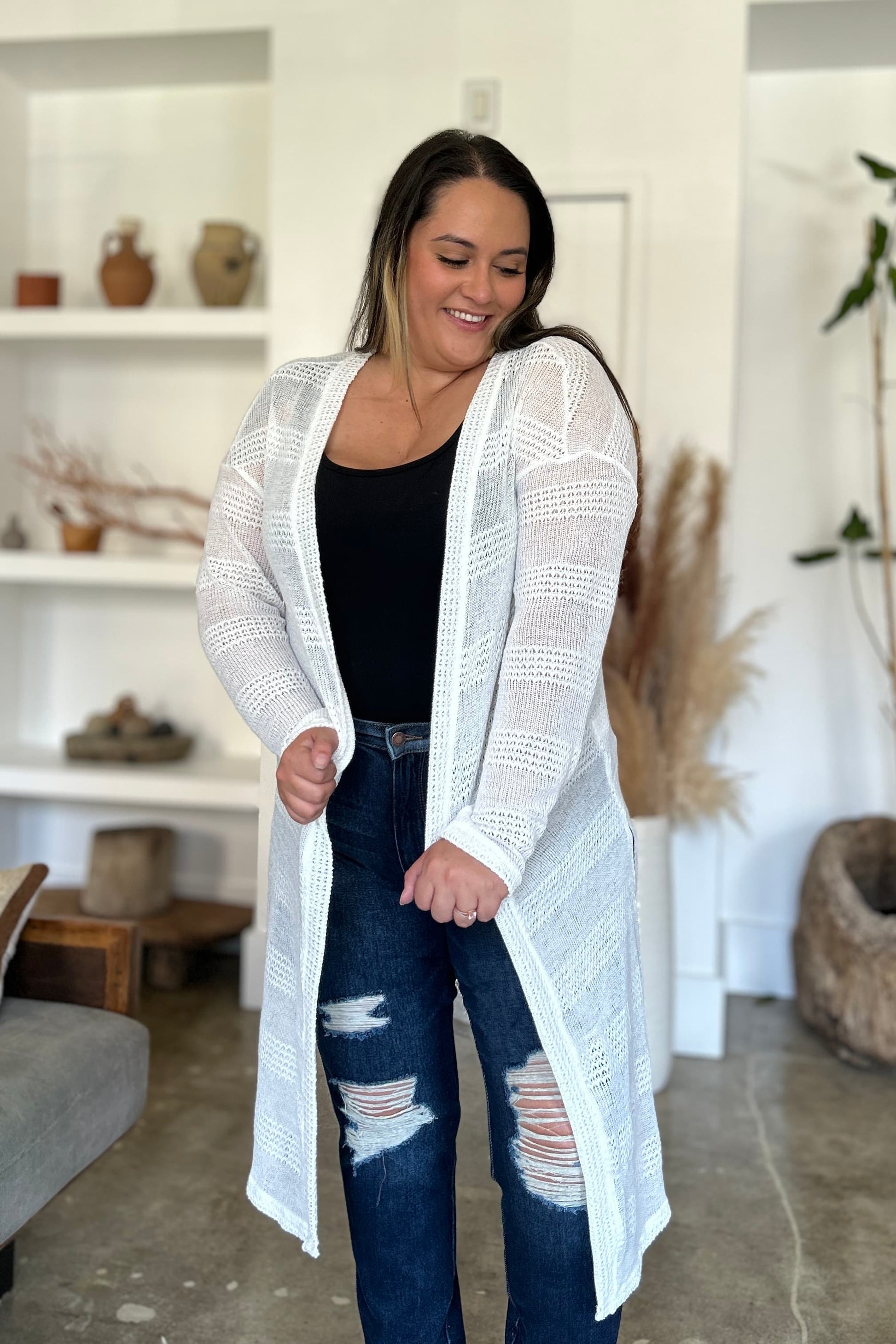 Double Take Full Size Open Front Longline Cardigan Shirt Apparel Clothing Tops Double Take Ship from USA Shirts USA Women Trendsi https://www.cyberehub.com