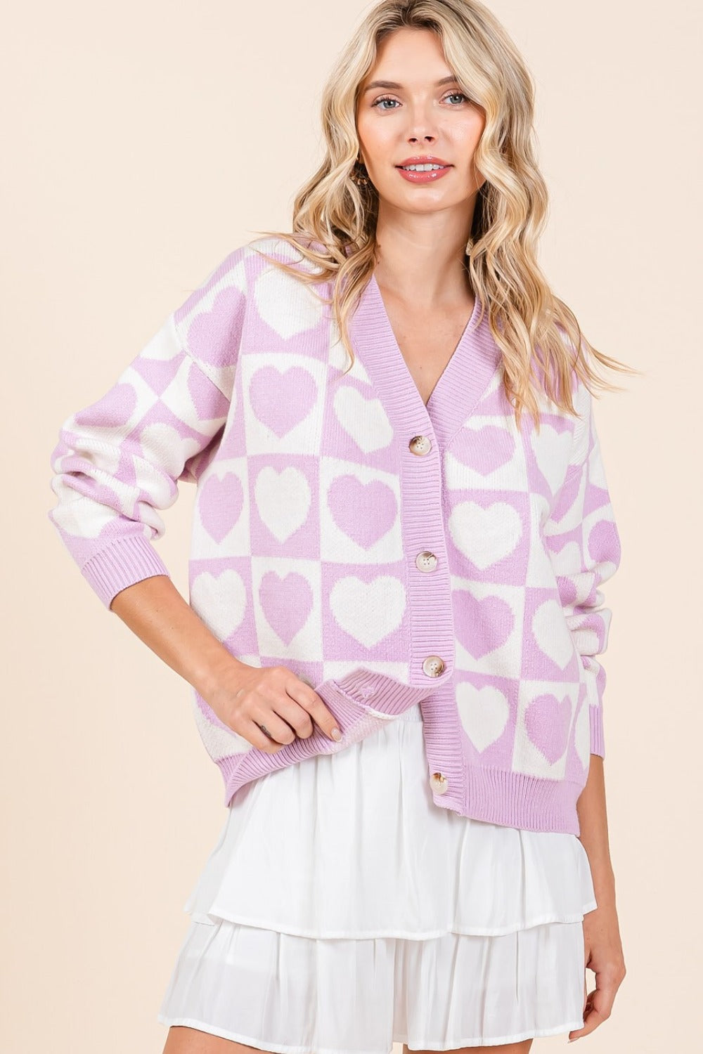 Mittoshop Checkered Heart Button Down Cardigan Tops/Jackets/Sweaters Clothing Tops Mittoshop Ship from USA TikTok Trendsi USPS Walmart Trendsi https://www.cyberehub.com