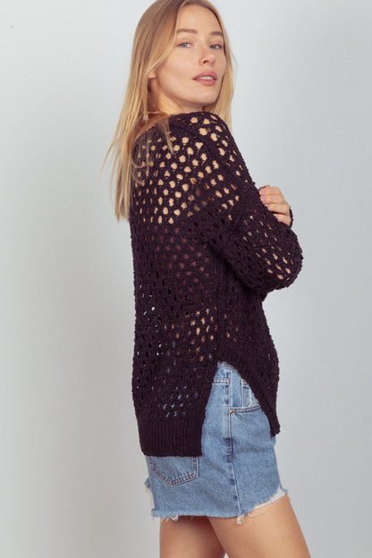 VERY J Openwork Slit Knit Cover Up Shirt Apparel Clothing Tops Ship from USA Shirts USA VERY J Women Trendsi https://www.cyberehub.com