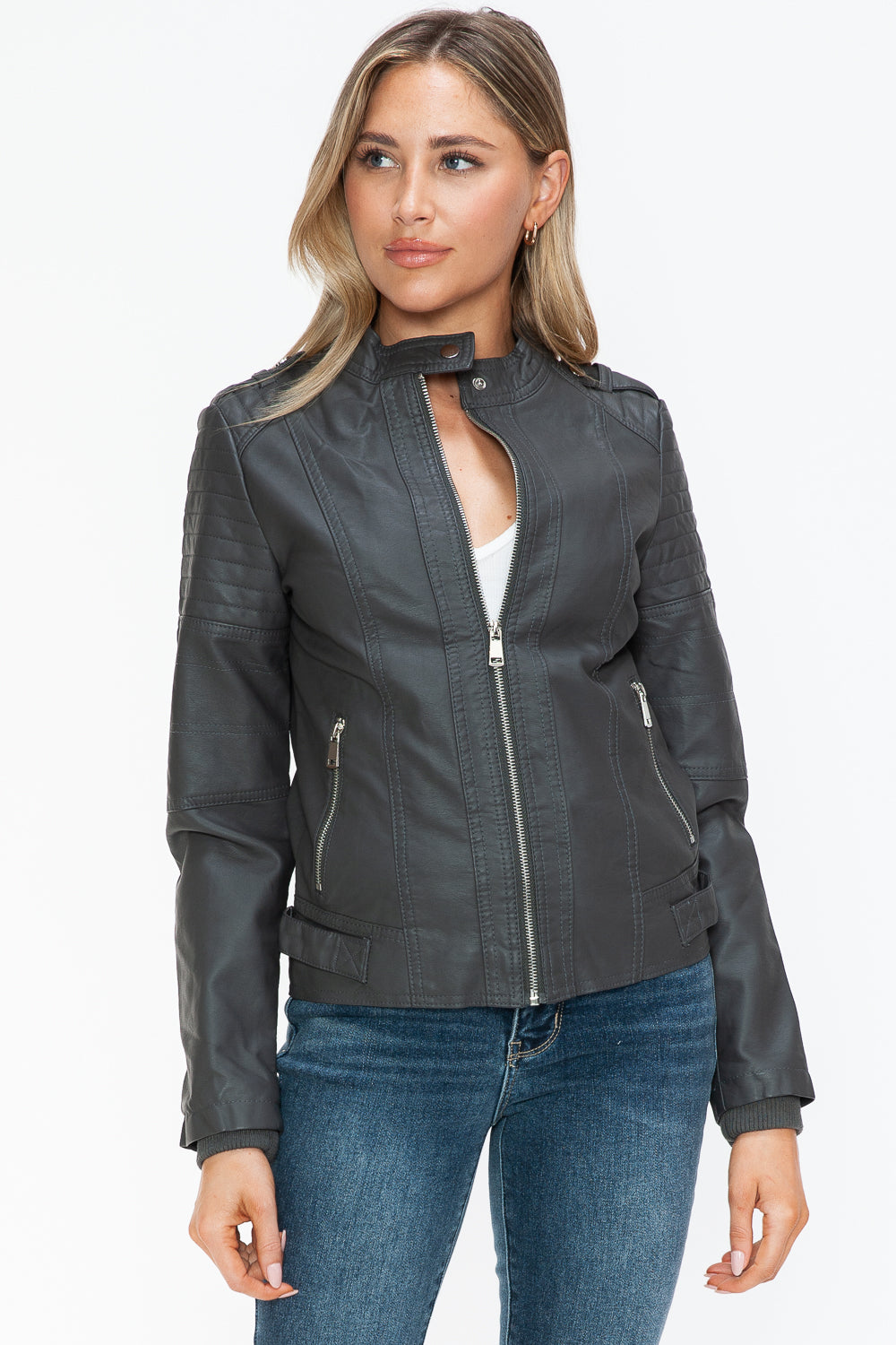 Snobbish PU Leather Biker Jacket with Side Zip Pockets Apparel Featured Ship from USA Snobbish Tiktok Trendsi USA USPS Walmart Trendsi https://www.cyberehub.com