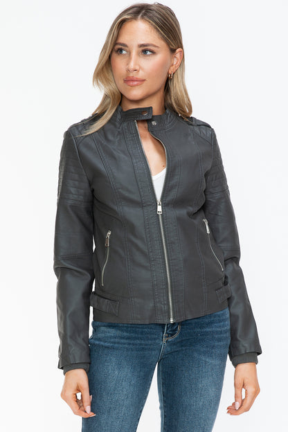 Snobbish PU Leather Biker Jacket with Side Zip Pockets Apparel Featured Ship from USA Snobbish Tiktok Trendsi USA USPS Walmart Trendsi https://www.cyberehub.com