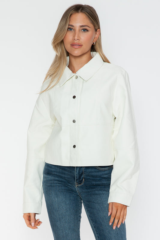 Snobbish Snap Down Long Sleeve PU Leather Jacket Tops/Jackets/Sweaters Clothing Tops Ship from USA Snobbish TikTok Trendsi USPS Walmart Trendsi https://www.cyberehub.com