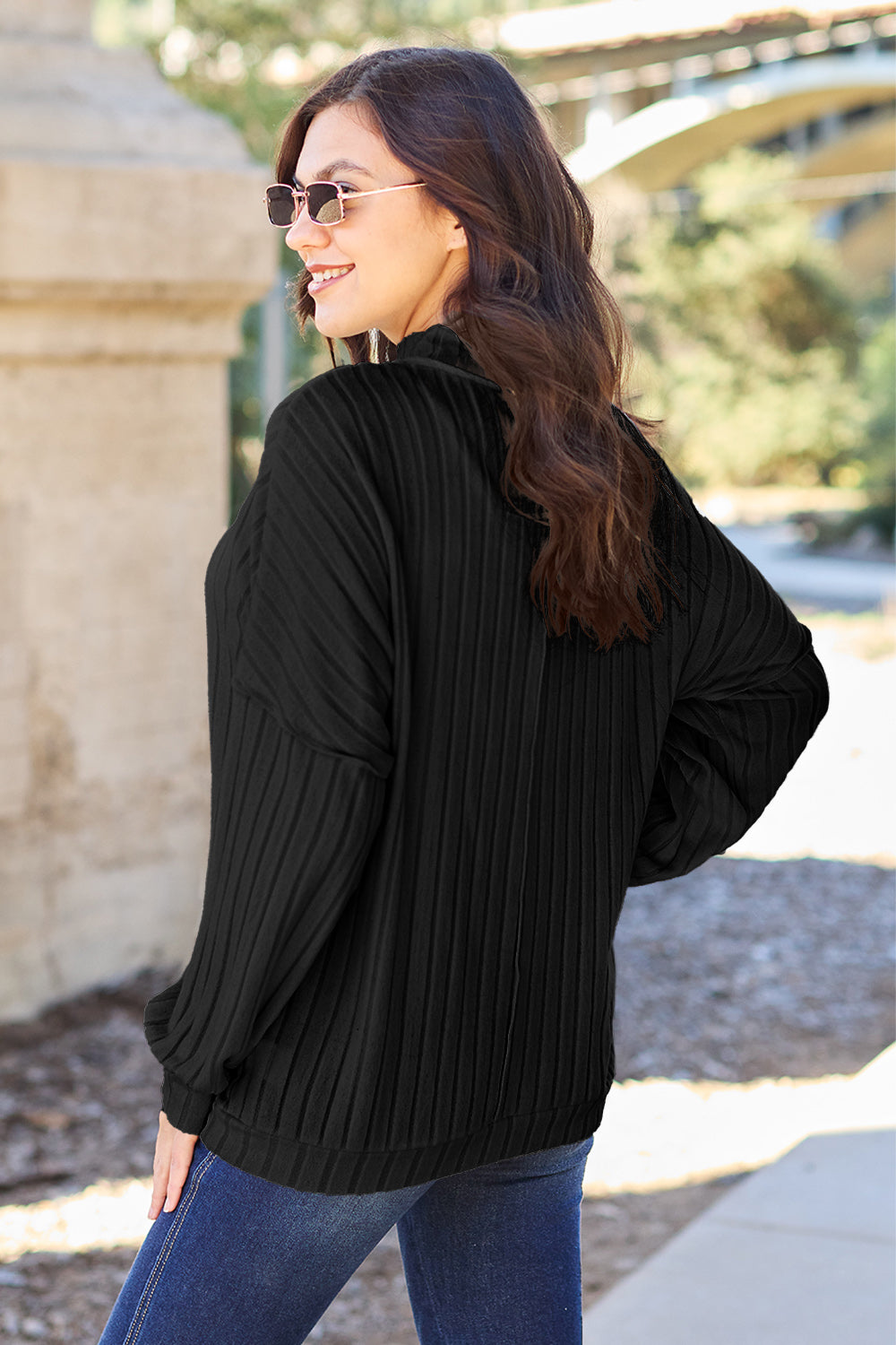 Basic Bae Full Size Ribbed Exposed Seam Mock Neck Knit Top Tops/Jackets/Sweaters Basic Bae Clothing Tops Ship from USA TikTok Trendsi USPS Walmart Trendsi https://www.cyberehub.com