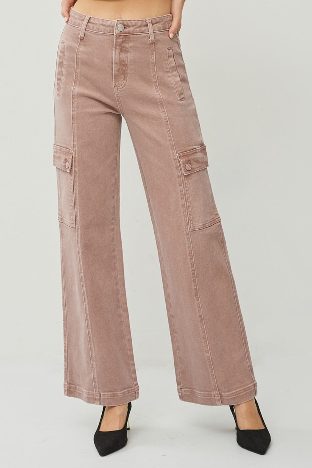 RISEN Full Size High Rise Wide Leg Cargo Jeans Bottoms Bottoms Clothing RISEN Ship from USA Women Trendsi https://www.cyberehub.com