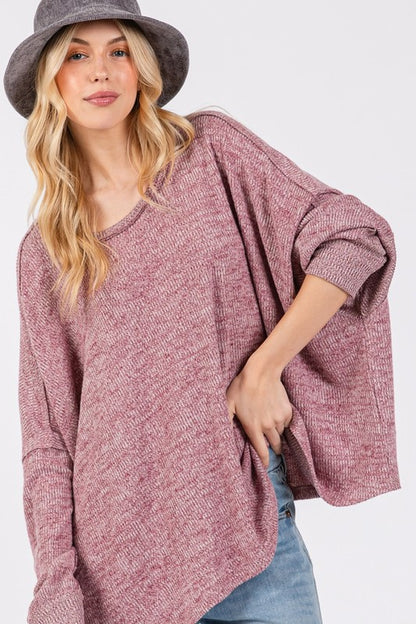 SAGE + FIG Round Neck Batwing Sleeve Oversize Top Mulberry Apparel Apparel SAGE+FIG Ship from USA TikTok Trendsi Trendsi https://www.cyberehub.com