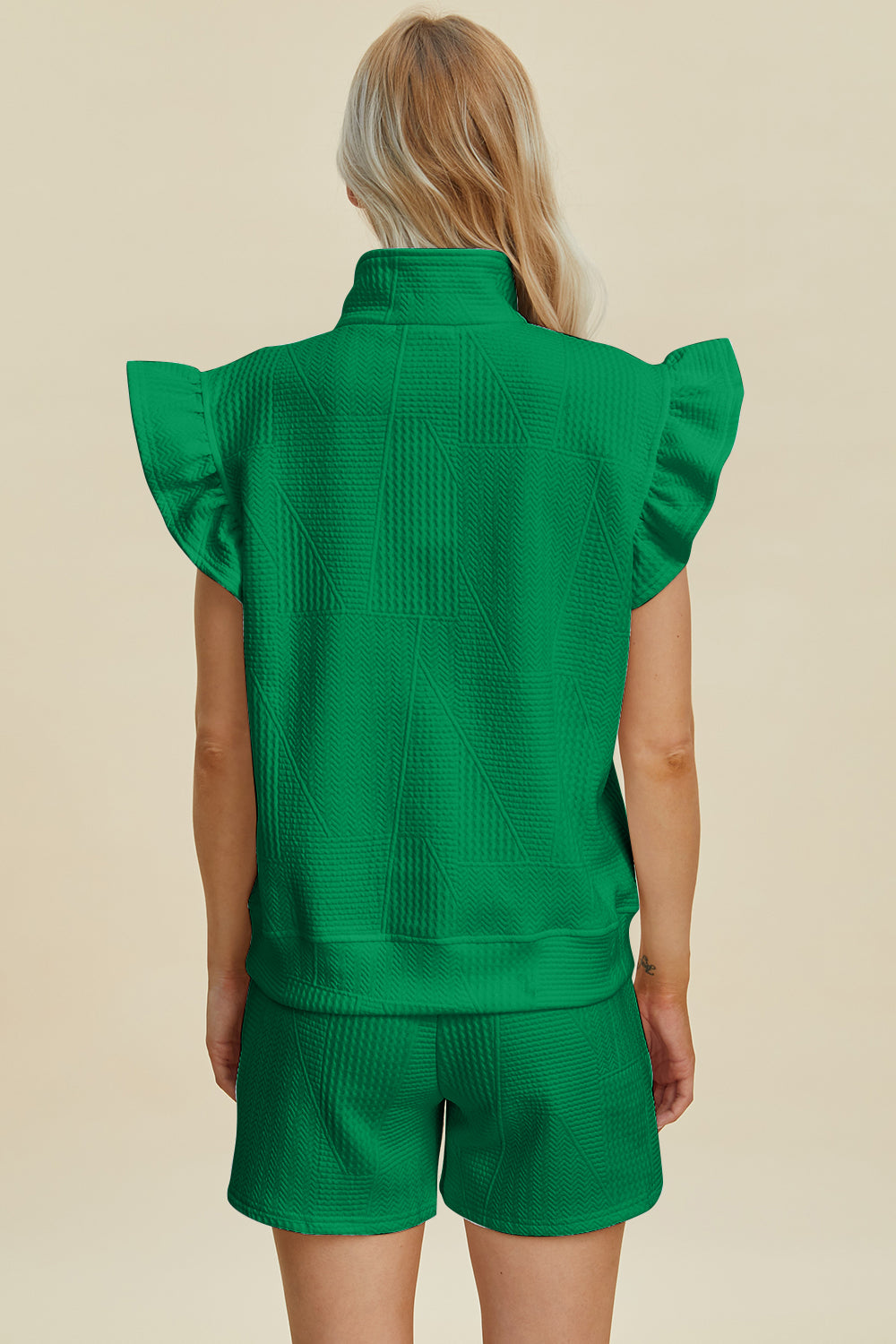 Double Take Full Size Texture Flounce Sleeve Top and Shorts Set Tops/Jackets/Sweaters Clothing Tops Double Take Ship from USA TikTok Trendsi USPS Walmart Trendsi https://www.cyberehub.com