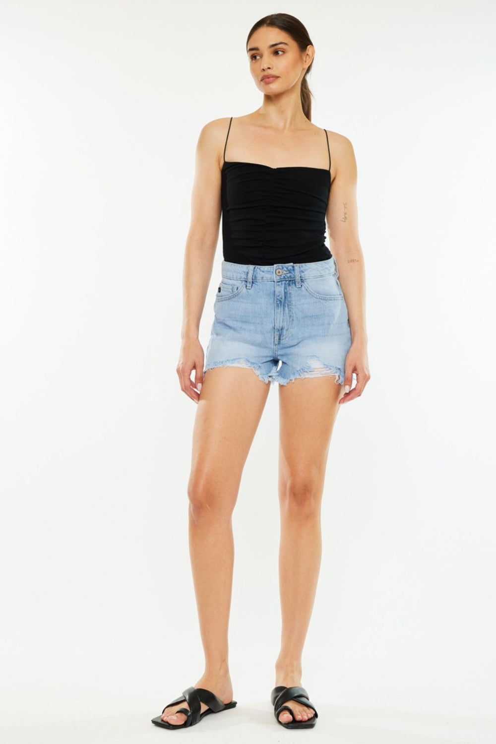 Kancan Raw Hem Distressed High Waist Denim Shorts Bottoms Bottoms Clothing Kancan Ship from USA Women Trendsi https://www.cyberehub.com