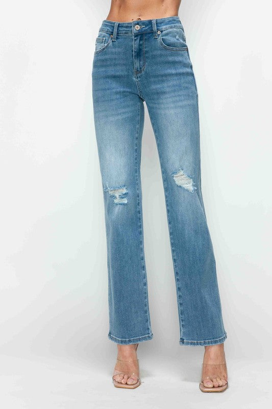 bytos Full Size Distressed High Rise Straight Jeans Medium Apparel Apparel bytos Ship from USA TikTok Trendsi Trendsi https://www.cyberehub.com