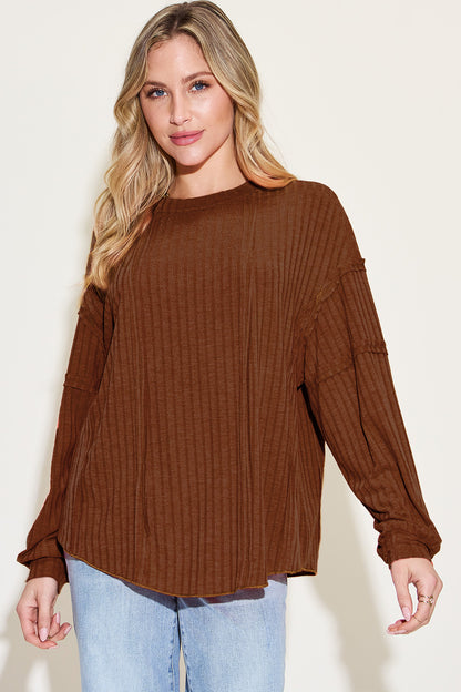 Basic Bae Full Size Ribbed Round Neck Long Sleeve T-Shirt Dark Brown Apparel/Tops Basic Bae Ship from USA TikTok Tops Trendsi USPS Walmart Walmart Apparel Trendsi https://www.cyberehub.com