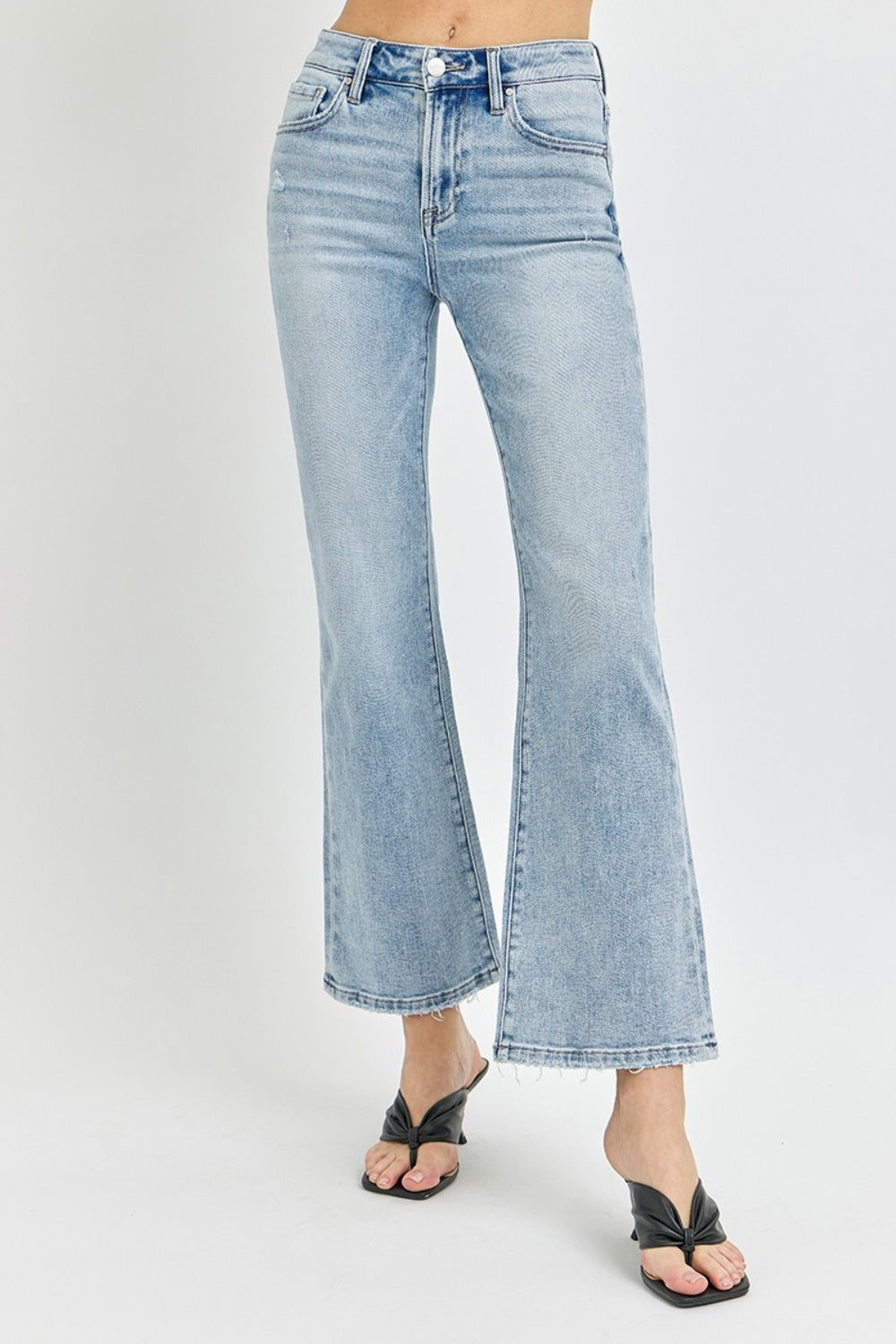 RISEN Full Size High Rise Ankle Flare Jeans Bottoms Bottoms Clothing RISEN Ship from USA Women Trendsi https://www.cyberehub.com