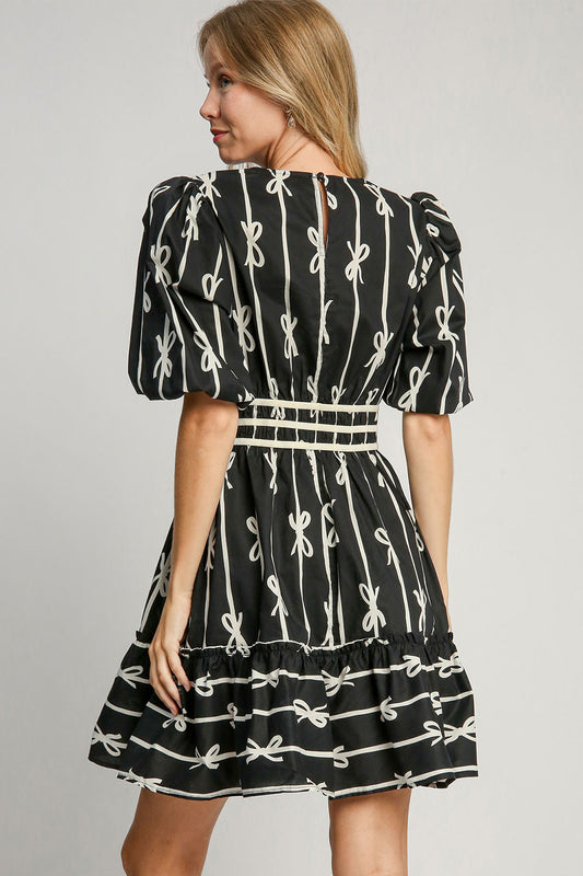 Umgee Ribbon Print Frill Contrast Velvet Trim Half Sleeve Dress Apparel Apparel Ship from USA TikTok Trendsi Umgee USA Trendsi https://www.cyberehub.com