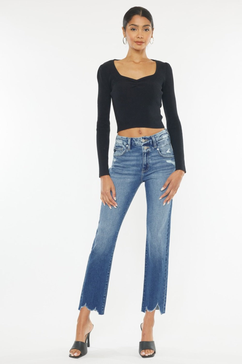 Kancan High Rise Wide Waistband Slim Straight Jeans Bottoms Bottoms Clothing Kancan Ship from USA Women Trendsi https://www.cyberehub.com
