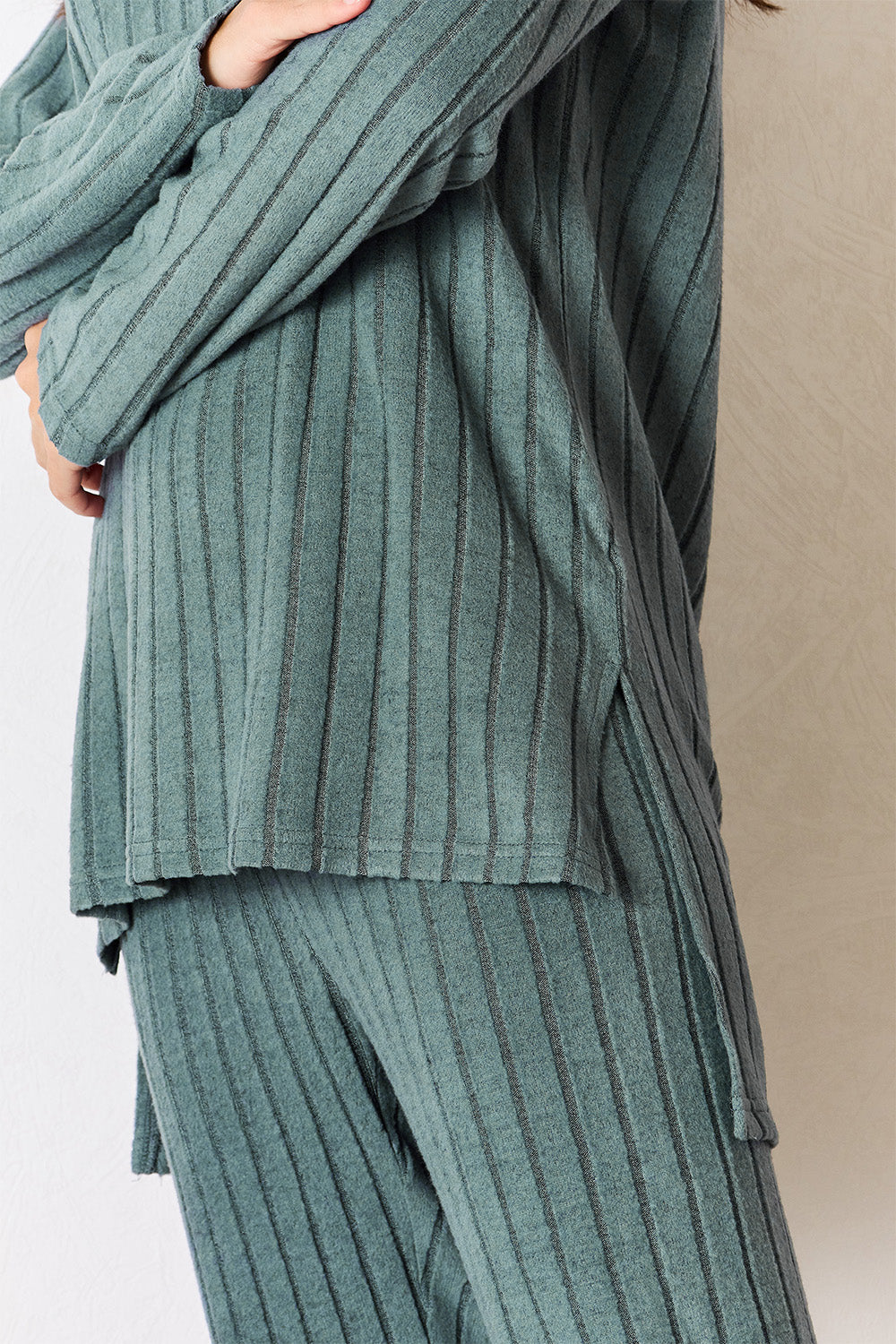 Basic Bae Full Size Ribbed Round Neck High-Low Slit Top and Pants Set Apparel/Tops Basic Bae Ship from USA TikTok Tops Trendsi USPS Walmart Walmart Apparel Trendsi https://www.cyberehub.com