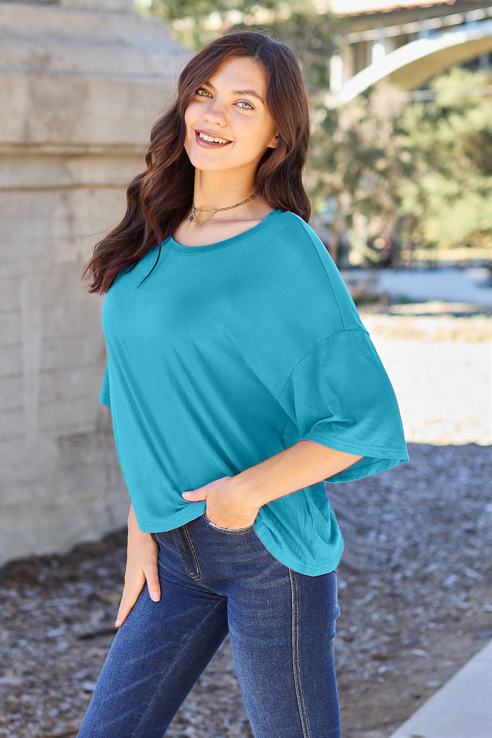 Basic Bae Full Size Round Neck Drop Shoulder T-Shirt Apparel/Tops Basic Bae Ship from USA TikTok Tops Trendsi USPS Walmart Walmart Apparel Trendsi https://www.cyberehub.com