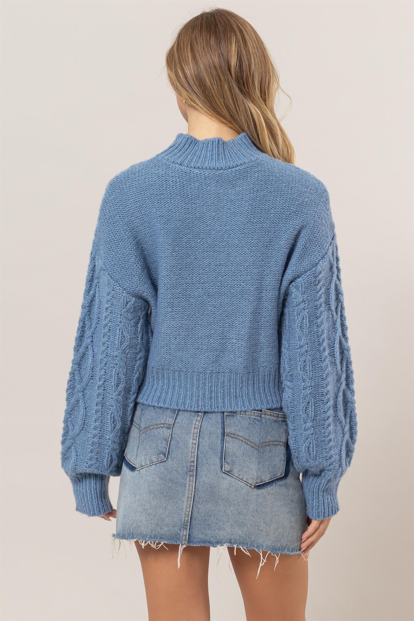 HYFVE Cable-Knit Mock Neck Dropped Shoulder Sweater Apparel Featured HYFVE Ship from USA Tiktok Trendsi USA USPS Walmart Trendsi https://www.cyberehub.com