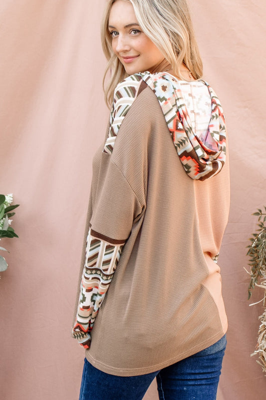 And The Why Printed Color Block Hooded Waffle Top Tops/Jackets/Sweaters And The Why Clothing Tops Ship from USA TikTok Trendsi USPS Walmart Trendsi https://www.cyberehub.com