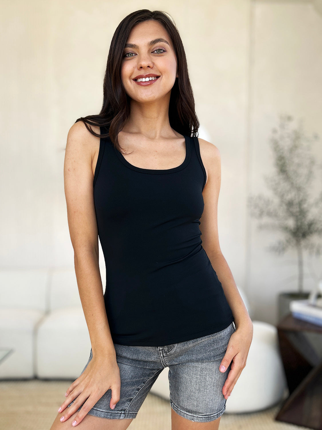 Basic Bae Full Size Square Neck Wide Strap Tank Apparel/Tops Basic Bae Ship from USA TikTok Tops Trendsi USPS Walmart Walmart Apparel Trendsi https://www.cyberehub.com