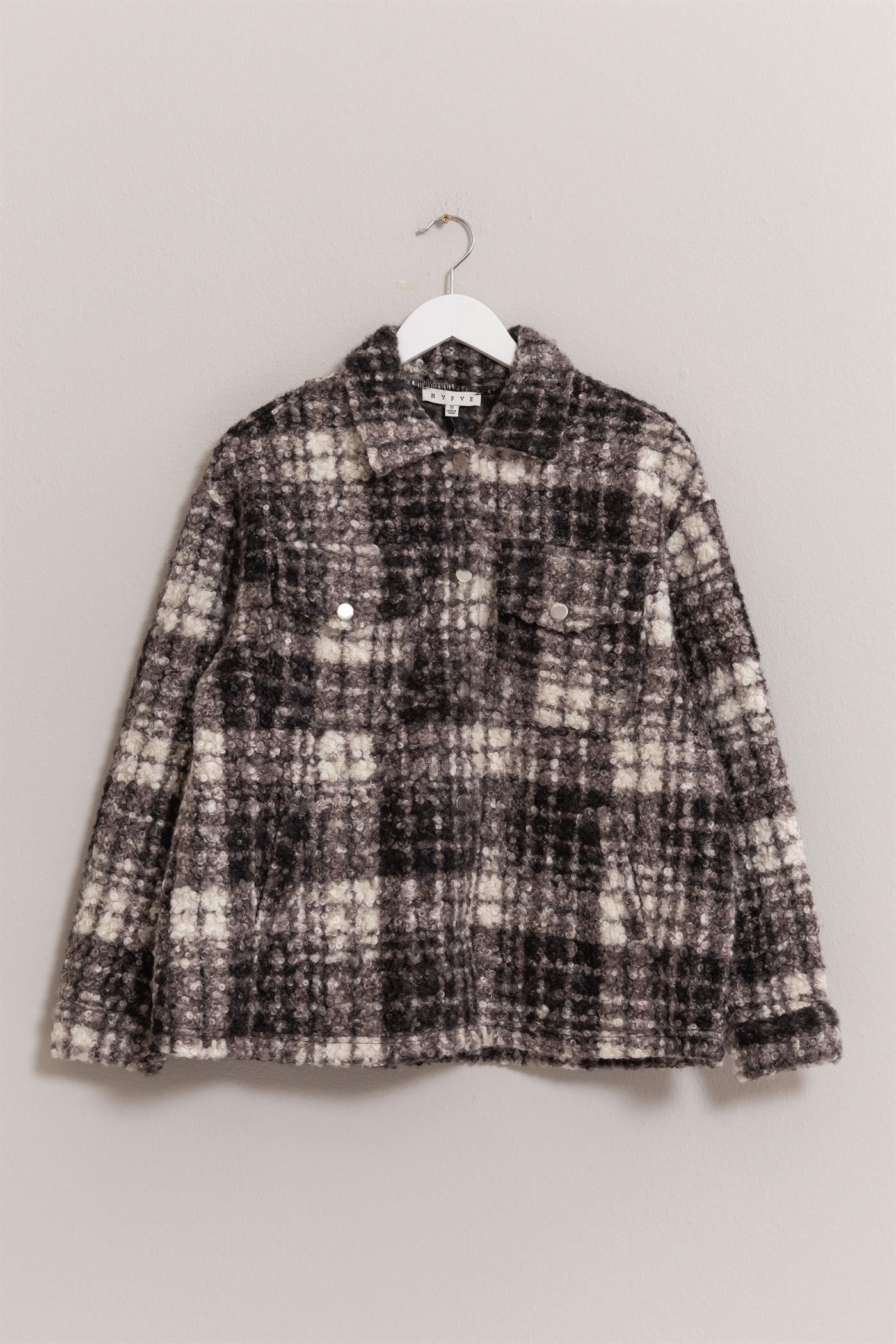 HYFVE Plaid Button Up Boucle Jacket Tops/Jackets/Sweaters Clothing Tops HYFVE Ship from USA TikTok Trendsi USPS Walmart Trendsi https://www.cyberehub.com