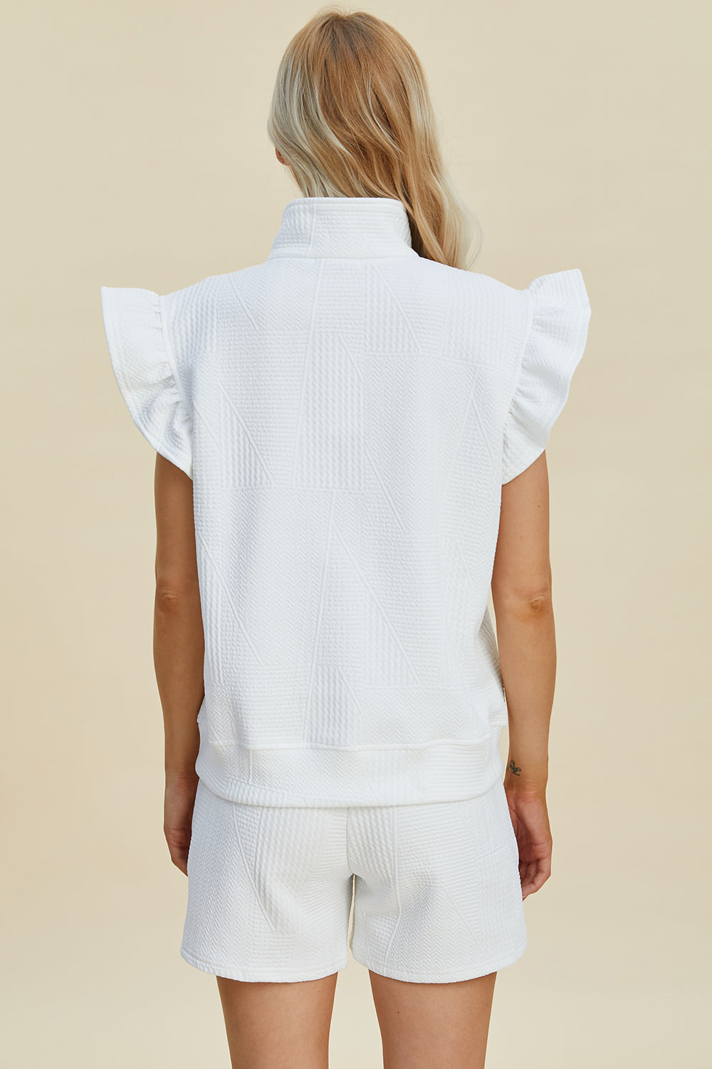 Double Take Full Size Texture Flounce Sleeve Top and Shorts Set Tops/Jackets/Sweaters Clothing Tops Double Take Ship from USA TikTok Trendsi USPS Walmart Trendsi https://www.cyberehub.com