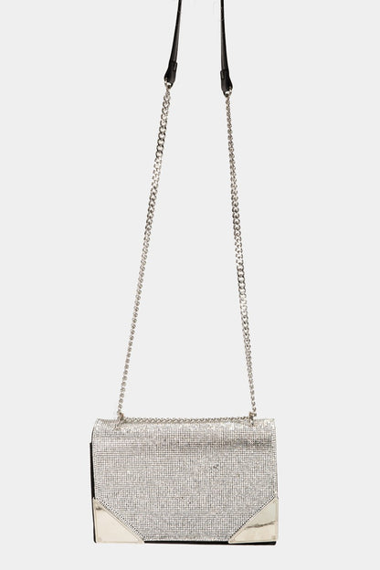 Fame Rhinestone Studded Rectangle Crossbody Bag BK One Size Fame Accessories Ship from USA TikTok USA Trendsi https://www.cyberehub.com