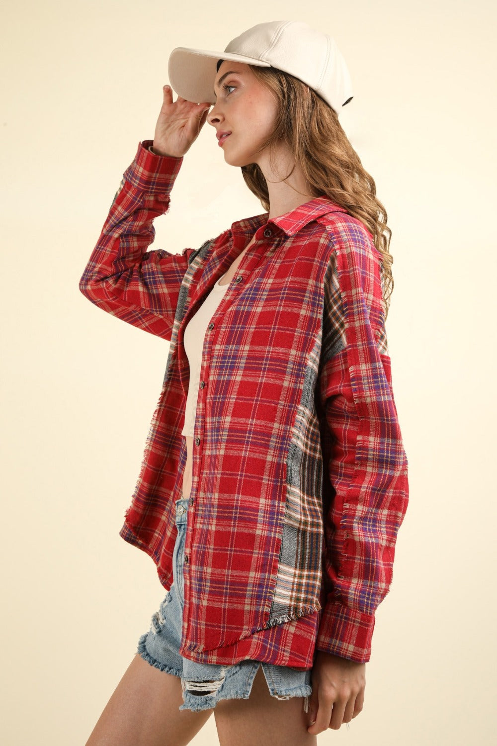 VERY J Contrast Plaid Raw Detail Shirt Tops/Jackets/Sweaters Clothing Tops Ship from USA TikTok Trendsi USPS VERY J Walmart Trendsi https://www.cyberehub.com
