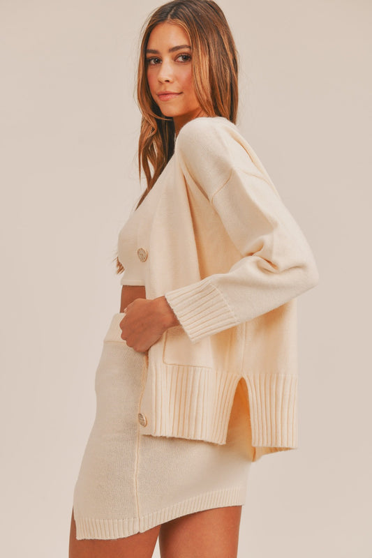 MABLE 3 Pieces Sweater Set with Crop Cami, Mini Skirt, Cardigan Shirt Apparel Clothing Tops MABLE Ship from USA Shirts USA Women Trendsi https://www.cyberehub.com