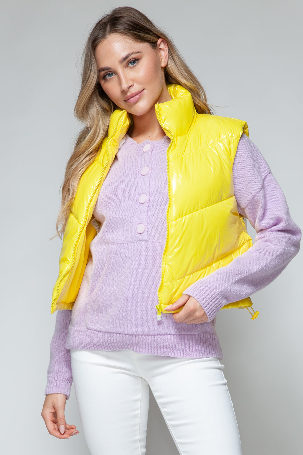 Snobbish Zip Up Turtleneck Shiny Quilted Vest Shirt Apparel Clothing Tops Ship from USA Shirts Snobbish USA Women Trendsi https://www.cyberehub.com